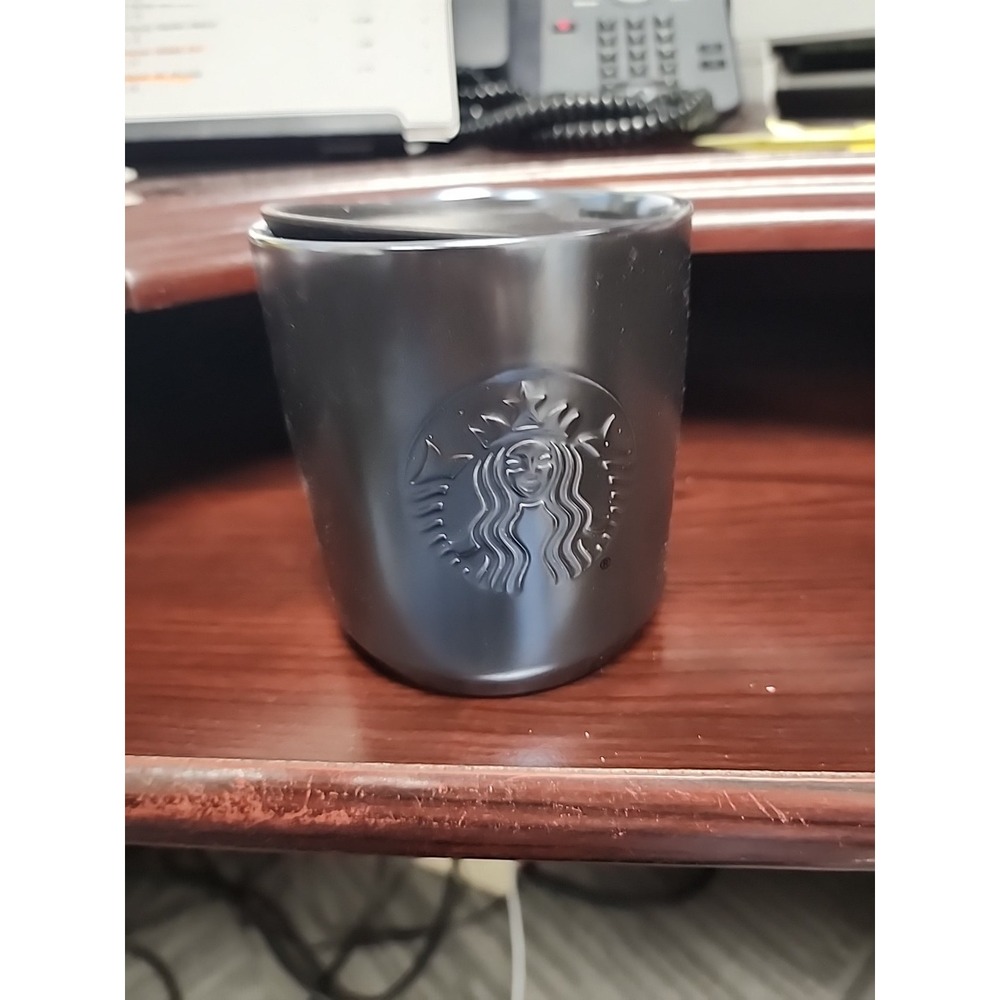 STARBUCKS 2020 Iridescent Blue Ceramic Double Wall Tumbler Mug w/Lid 8 Ounce